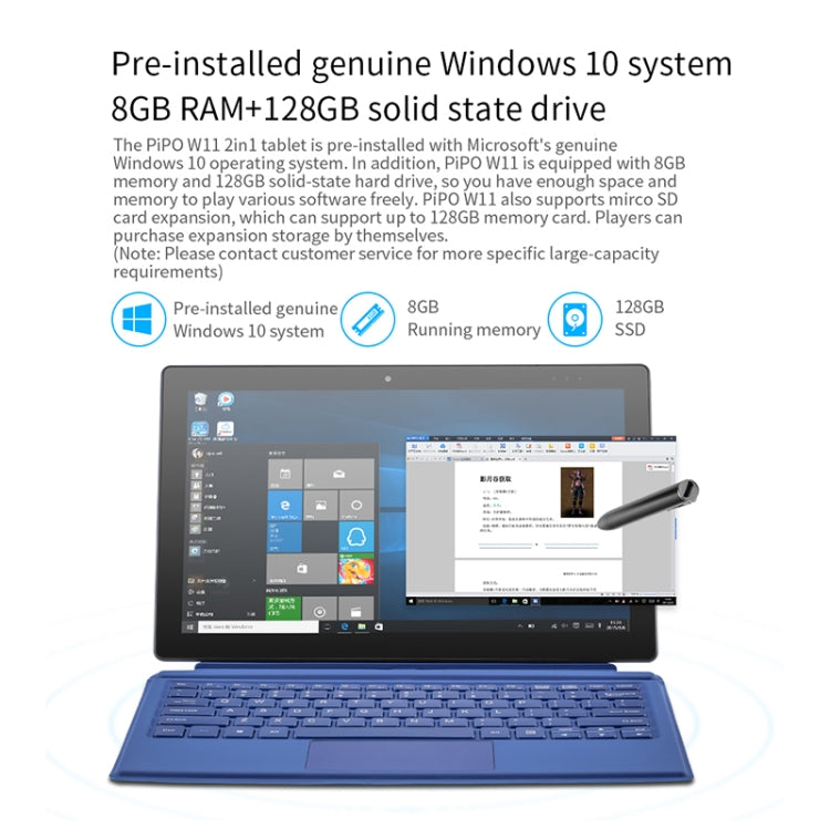 Windows 10, Intel Gemini Lake N4120 Quad Core Up to 2.6GHz, with Stylus Pen Not Included Keyboard, Support Dual Band WiFi & Bluetooth & Micro SD Card