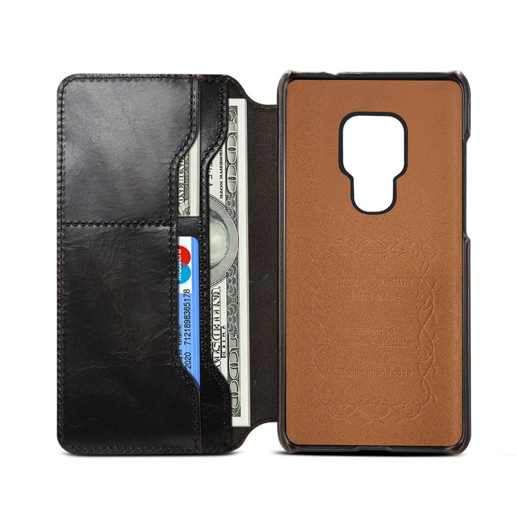 Oil Wax Cowhide Horizontal Flip Leather Case for Huawei Mate 20, with Card Slots & Wallet