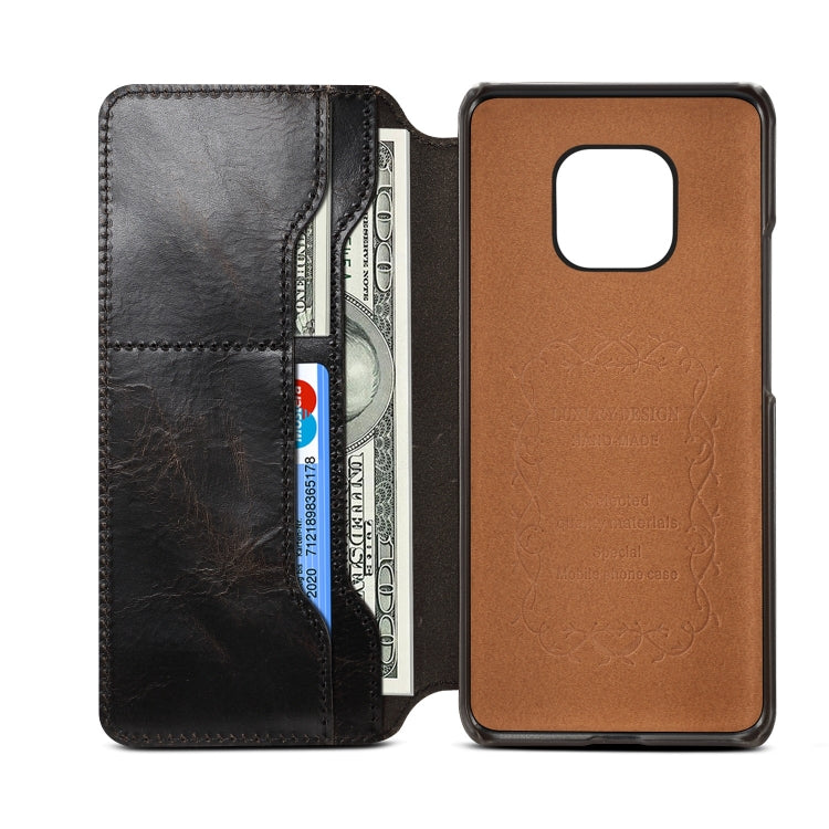 Oil Wax Cowhide Horizontal Flip Leather Case for Huawei Mate 20 Pro, with Card Slots & Wallet