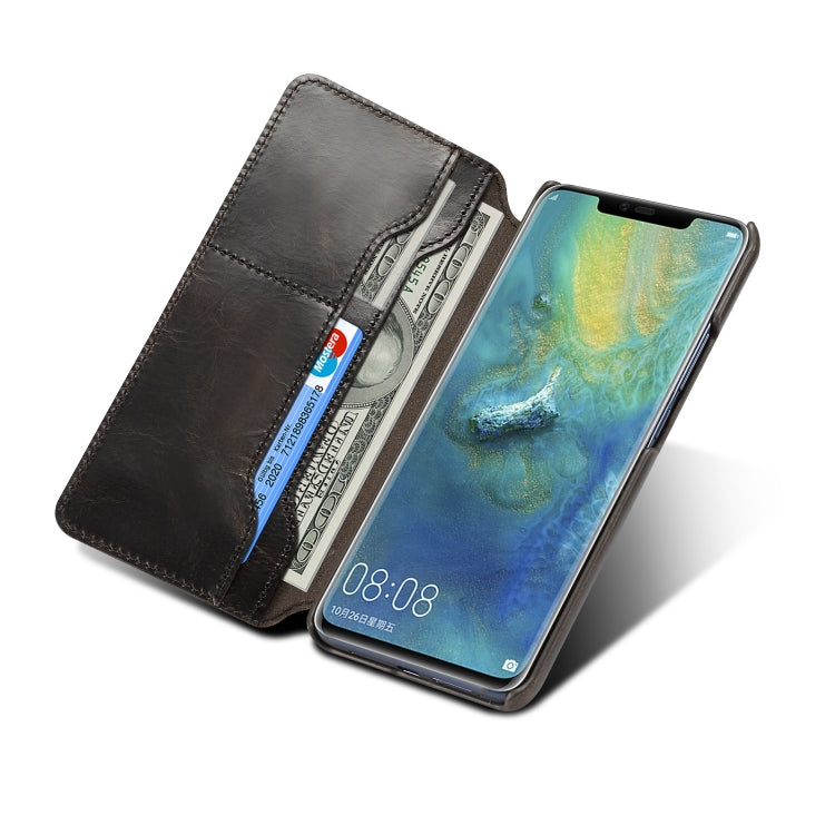 Oil Wax Cowhide Horizontal Flip Leather Case for Huawei Mate 20 Pro, with Card Slots & Wallet