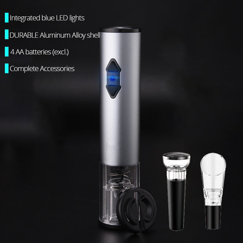 Electric Wine Opener, Automatic Electric Wine Bottle Corkscrew Opener With Foil Cutter for Wine Lover 4-In-1 Gift Set Free Shipping - GALAXY PORTAL