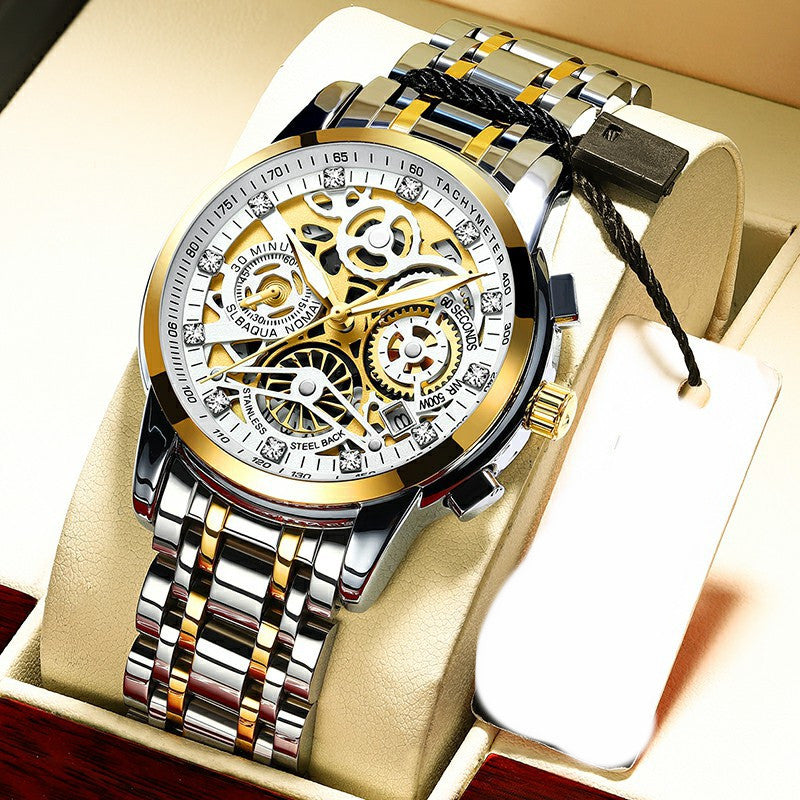 Hollow Watch Men's Steel Band Quartz Luminous Waterproof Trend mechanical Free Shipping - GALAXY PORTAL