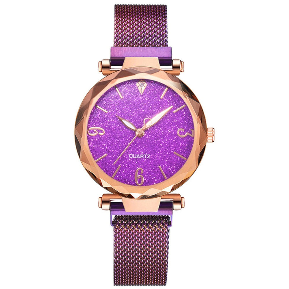 Rose Gold Women Watch Top Brand Luxury Magnetic Starry Sky Lady Wrist Watch Mesh Female Clock For Dropship relogio feminino