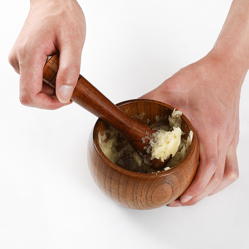 Solid wood garlic masher medicine jar wooden cup spice masher - GALAXY PORTAL