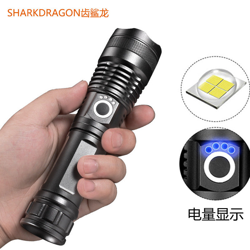 Cross-border P70 strong light flashlight Outdoor waterproof USB charging zoom high-power LED flashlight - GALAXY PORTAL