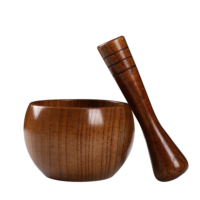 Solid wood garlic masher medicine jar wooden cup spice masher - GALAXY PORTAL