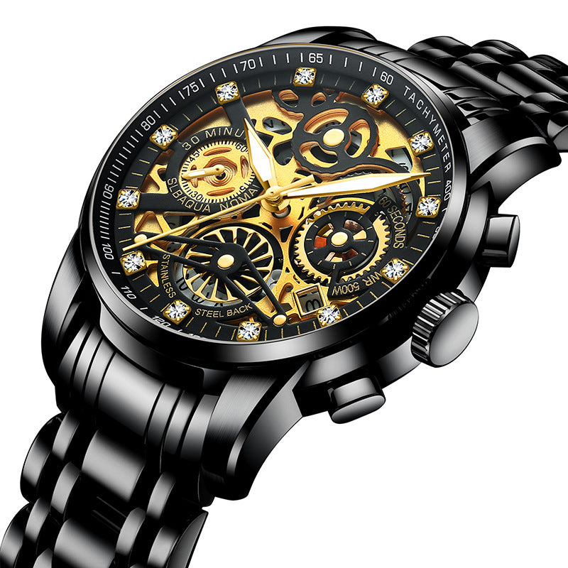 Hollow Watch Men's Steel Band Quartz Luminous Waterproof Trend mechanical Free Shipping - GALAXY PORTAL