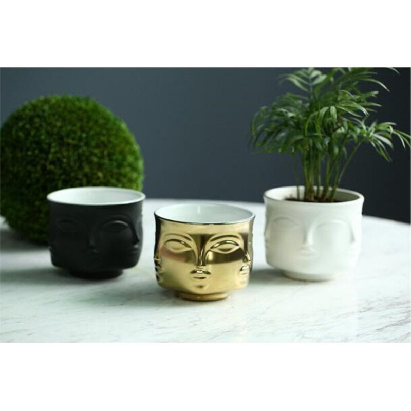 Man Face flower vase home decoration accessories modern ceramic vase for Flowers Pot planters