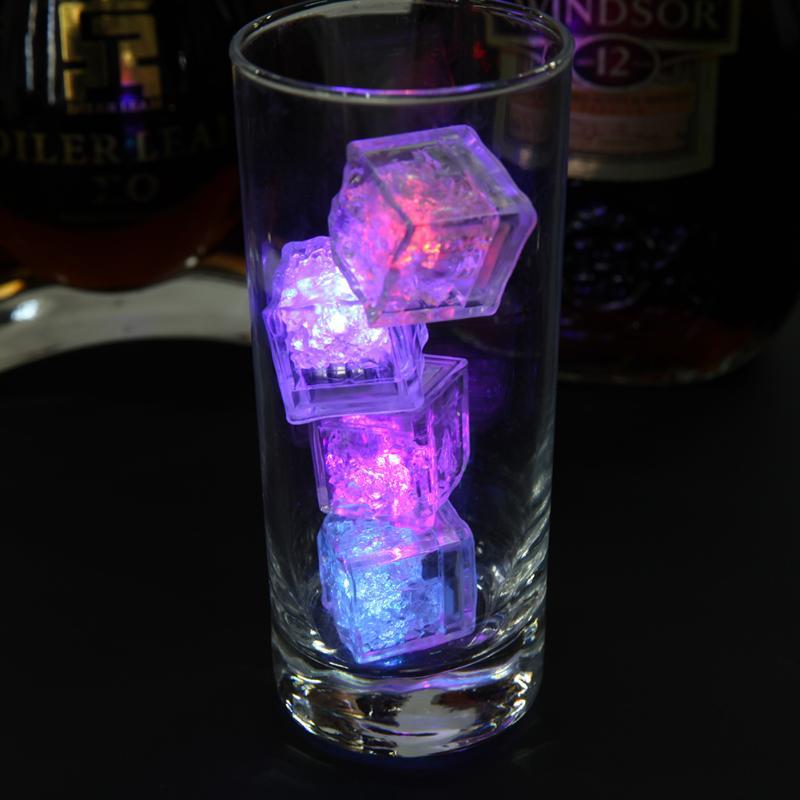 LED Ice Cubes Glowing Party Ball Flash Light Luminous Neon Wedding Festival Christmas Bar Wine Glass Decoration Supplies 12PCS