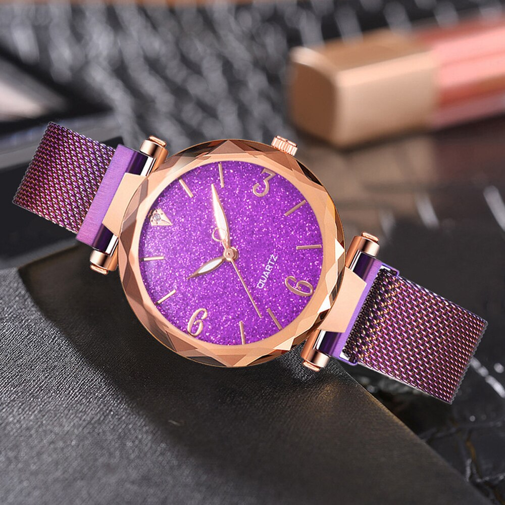 Rose Gold Women Watch Top Brand Luxury Magnetic Starry Sky Lady Wrist Watch Mesh Female Clock For Dropship relogio feminino