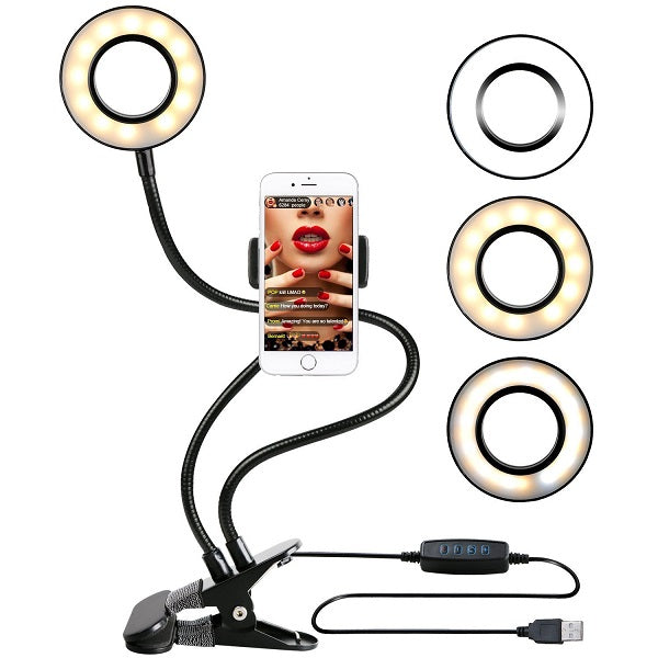 Photo Studio Selfie LED Ring Light with Cell Phone Mobile Holder for Youtube Live Stream Makeup Camera Lamp for iPhone Android