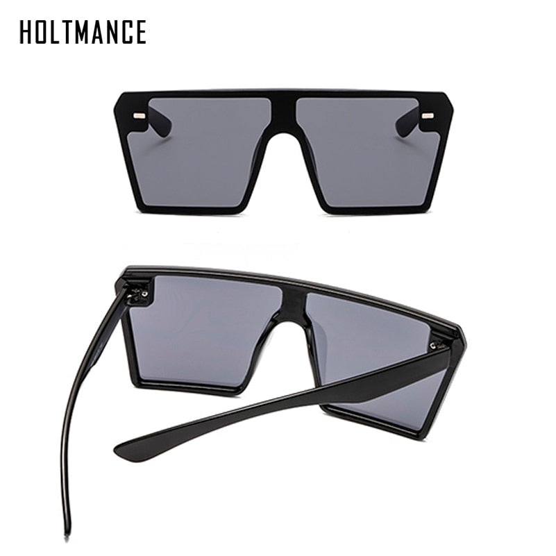 Square Oversized Sunglasses Women Retro Big Frame Driving Sun Glasses Flat Top Gafas Brand Rice Design Conjoined Shade UV400