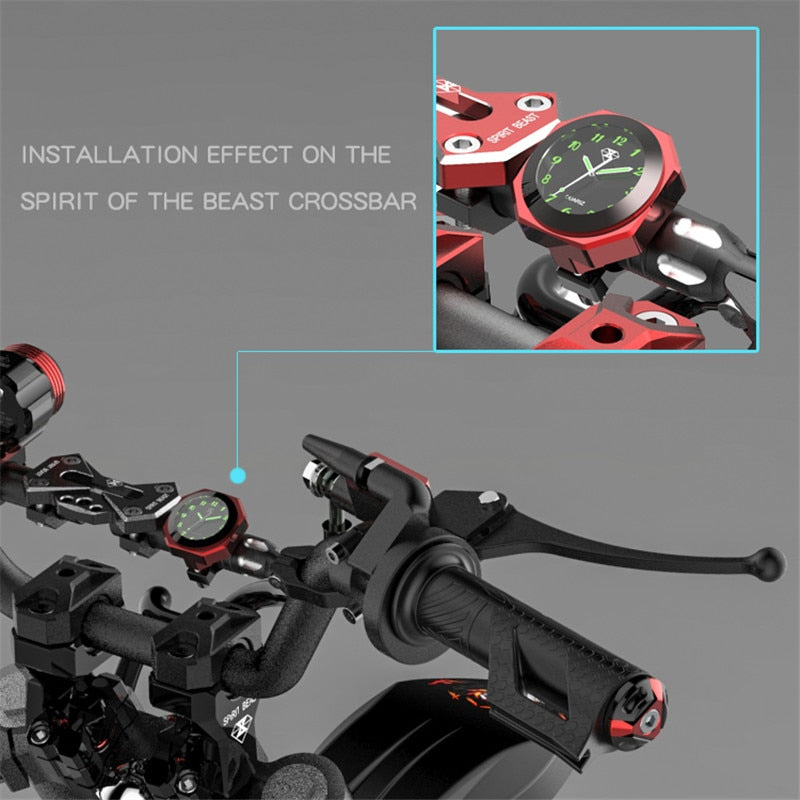 SPIRIT BEAST Motorbike Clock Parts Scooter Decorative Hour Bell Waterproof Electronic Bell Watches Sports