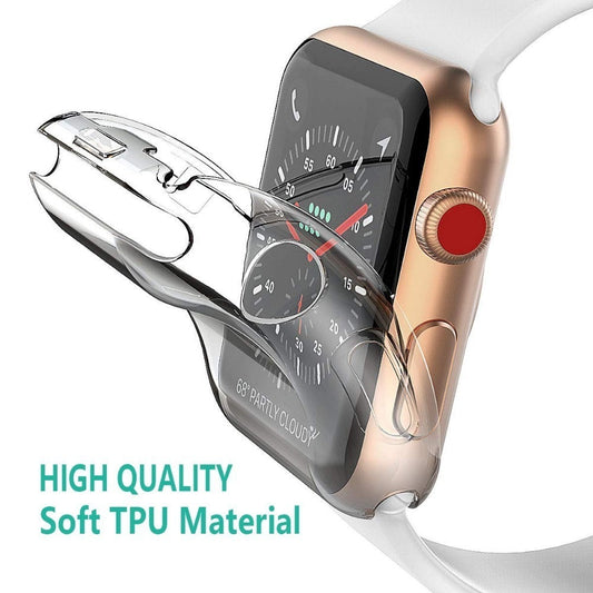 Full Case for Apple Watch band 40MM 44MM 38MM 42MM Protective TPU HD Clear Ultra-Thin Iwatch 5 4 3 Cover Screen Protector Cover