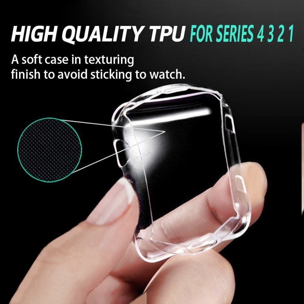 Full Case for Apple Watch band 40MM 44MM 38MM 42MM Protective TPU HD Clear Ultra-Thin Iwatch 5 4 3 Cover Screen Protector Cover