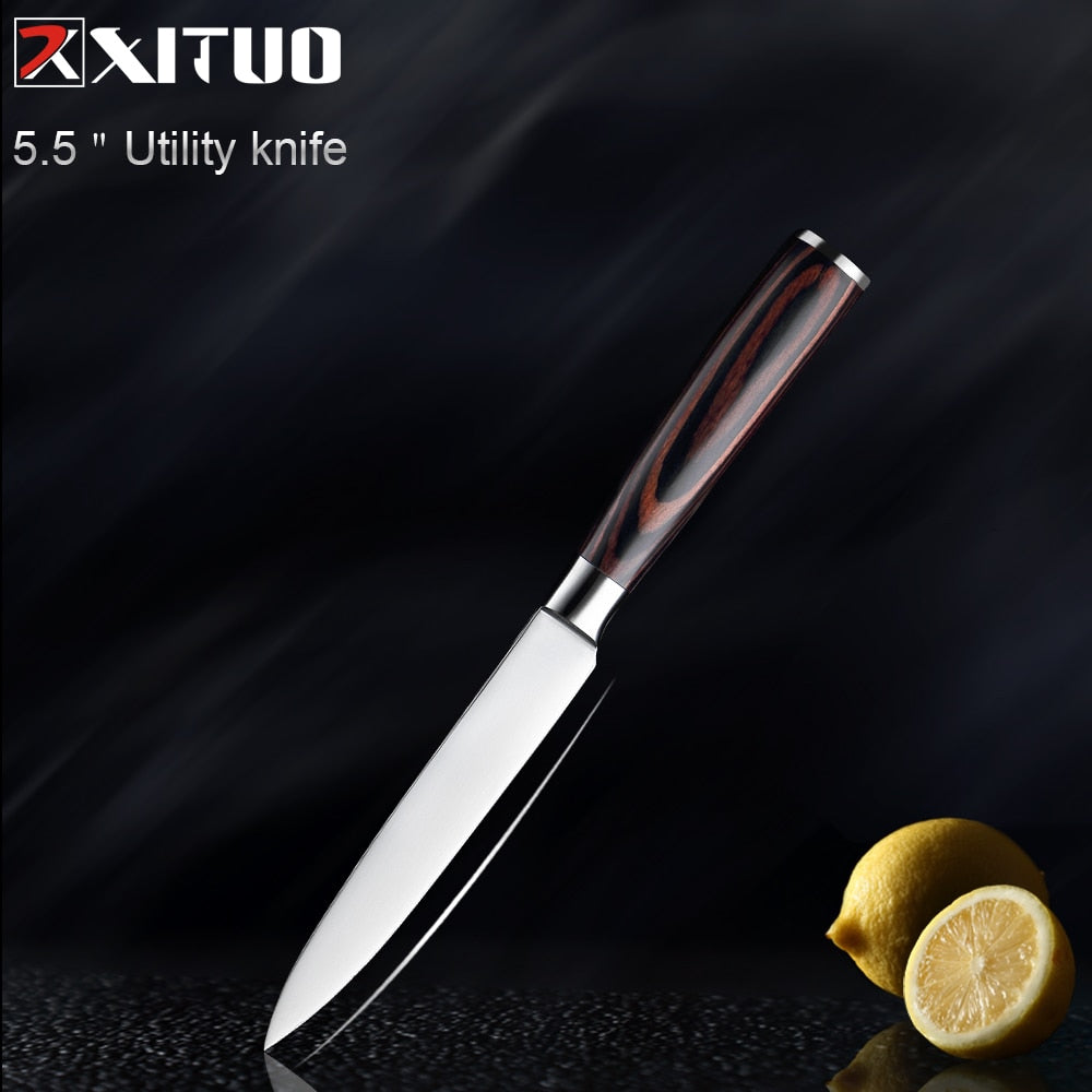 XITUO Kitchen knife Chef Knives 1-5PCS Japanese High Carbon Stainless Steel Cleaver Vegetable Santoku Knife Utility Slicing Tool