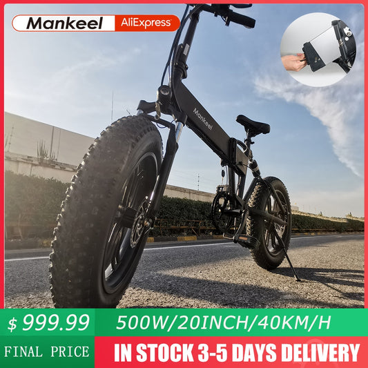 EU Stock 2021 New Foldable Electric Bicycle Scooter 20 Inch Tire 500W Power 60KM Range Electric Bike Mountain Off-Road eBike