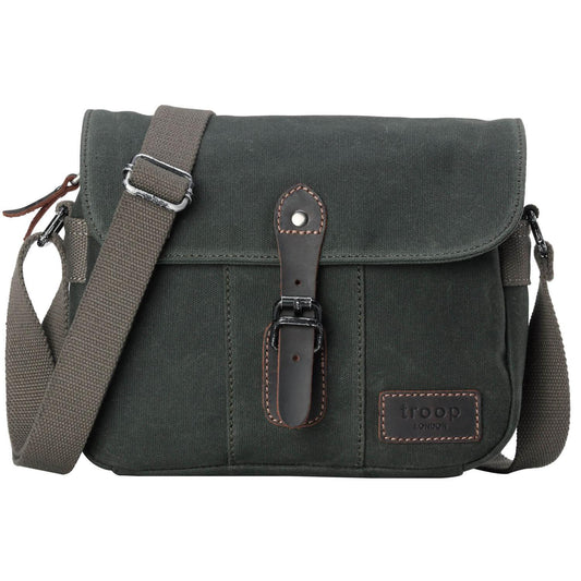 TRP0440 Troop London Heritage Canvas Leather Across body Bag, Small Travel Bag - GALAXY PORTAL