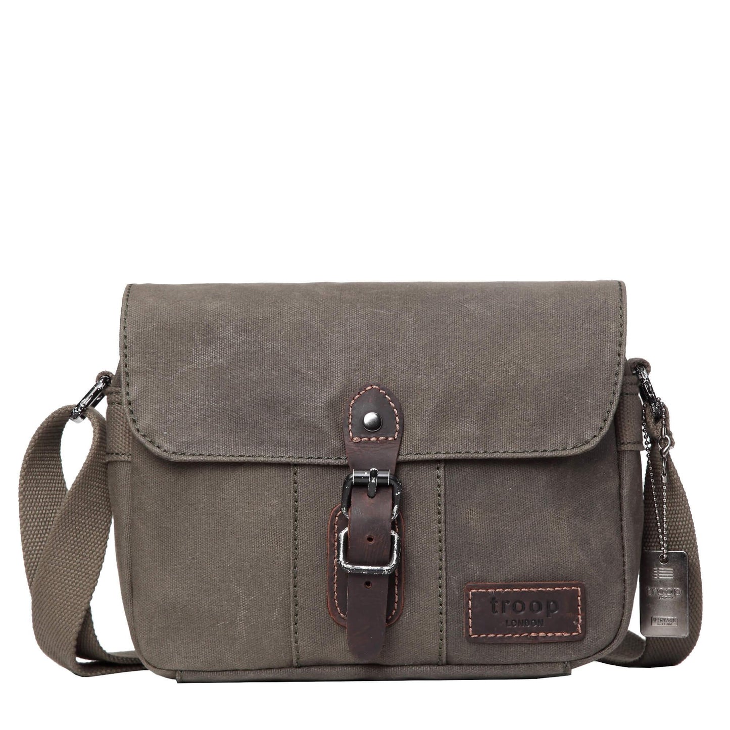 TRP0440 Troop London Heritage Canvas Leather Across body Bag, Small Travel Bag - GALAXY PORTAL
