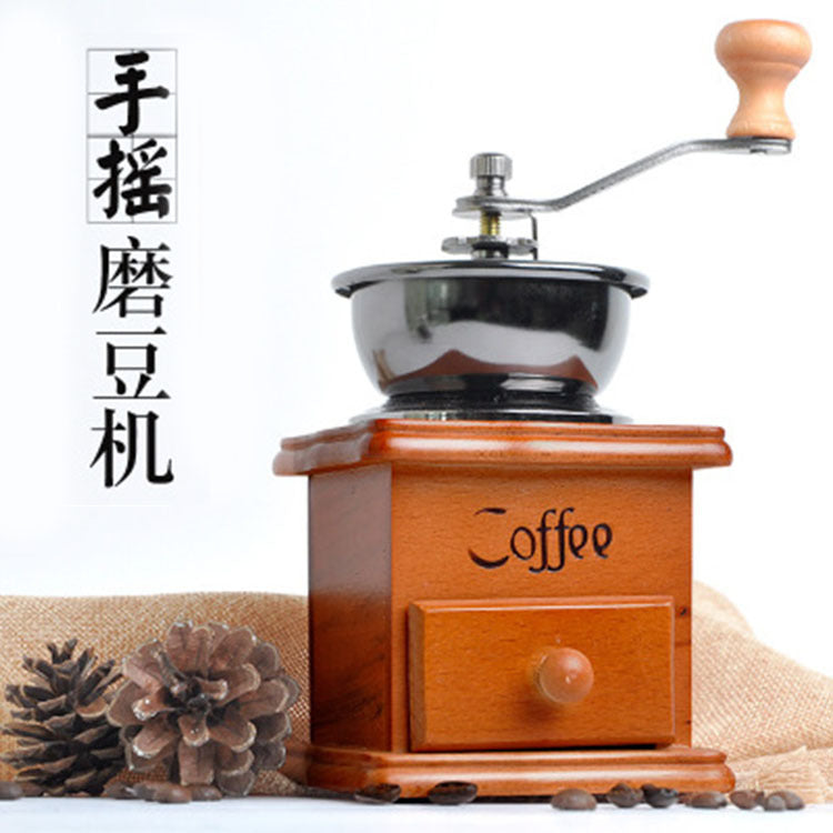 Wooden Hand Coffee Bean Grinder Classic Retro Manual Coffee Bean Grinding Machine Manual Coffee Grinder For Home Cafe - GALAXY PORTAL