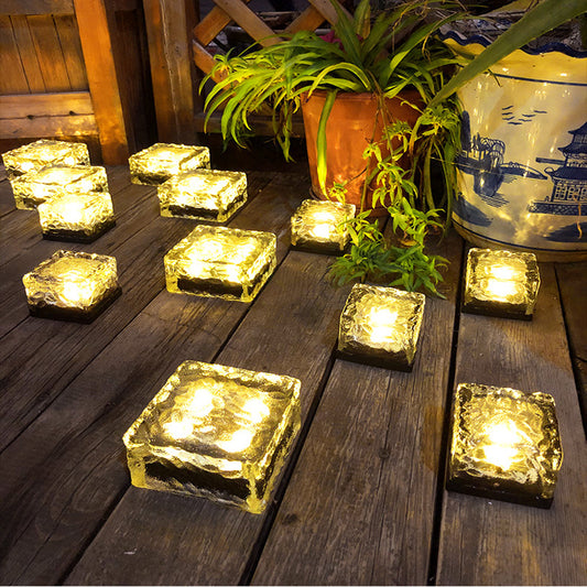 Outdoor solar buried lamp waterproof garden lawn lamp glass ice brick square brick floor lamp manufacturers direct supply - GALAXY PORTAL
