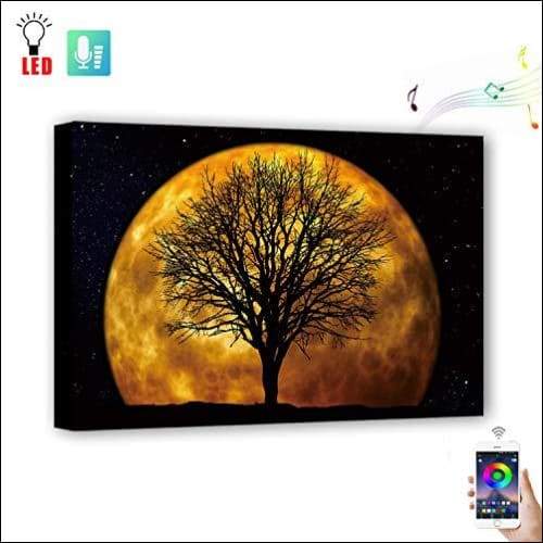 Full Moon Tree of Life COLOR LED USB Canvas Wall Art Free Worldwide Shipping - GALAXY PORTAL