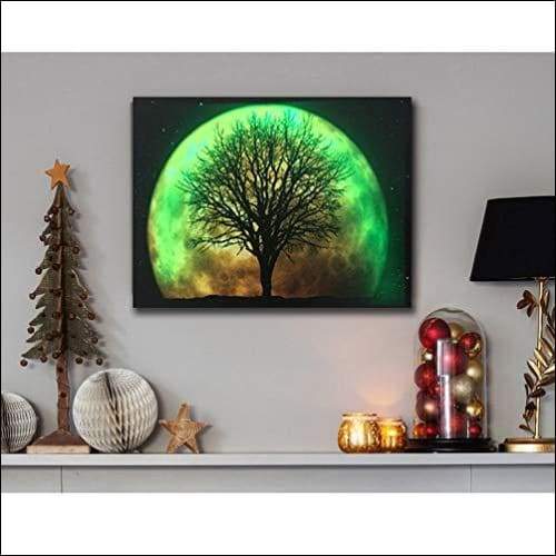Full Moon Tree of Life COLOR LED USB Canvas Wall Art Free Worldwide Shipping - GALAXY PORTAL