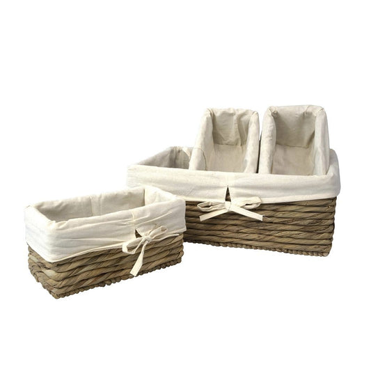 Water Hyacinth Storage Container Baskets with Liner - Multi-funtional storage solution for Home Decor - GALAXY PORTAL
